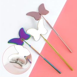 1pc Portable Butterfly Shaped Stainless Steel Multifunction Checking Lash Mirror Eyelashes Extension Beauty Makeup Tool