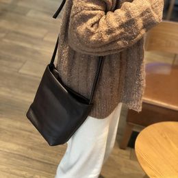 Evening Bags Vintage Women Casual Genuine Leather Bucket Bag Soft High Quality Pouch Shoulder Retro Ladies Cowhide Sling Crossbody BagsEveni