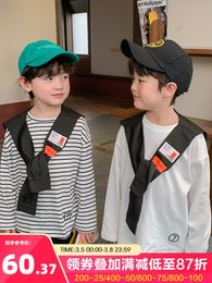T-shirts T-shirt Long Sleeve Striped Boys' Short 2022 Spring And Autumn Children Western Style Children's Clothing FashionT-shirts