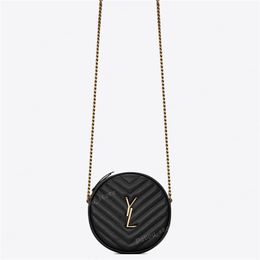 Women Cross Body Round Bags Luxury Designer Caviar Shoulder Handbags High Quality Woman Leather VINYLE Gold Letter Crossbody Bag