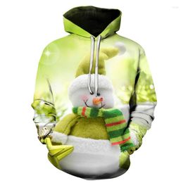 Men's Hoodies & Sweatshirts Creative Little Snowman 3D Printing Hoodie Men's Fashion Hooded Sweatshirt Fall Winter HoodieMen's