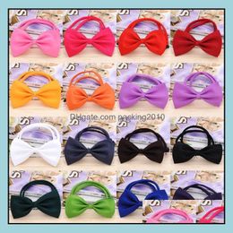 Adjustable Pet Dog Bow Tie Headdress Neck Accessory Necklace Collar Puppy Bright Colour Apparel Drop Delivery 2021 Supplies Home Garden Gj4