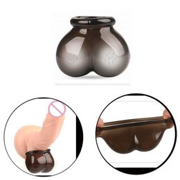 Men's sexy Ring Lock Masturbator Scrotum Collar Delay Products Testicle Bondage Silicone Ballstretcher Ballsack Beauty Items