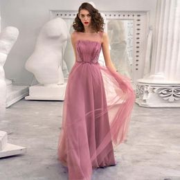 Party Dresses Elegant Dusty Rose Prom Gown Lace Appliques Strapless And Sleeve Backless A-Line Floor Length Evening Vestidos De GalaParty