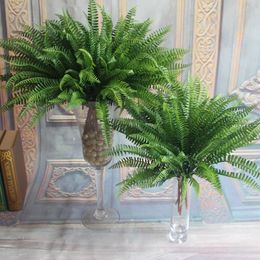 Decorative Flowers & Wreaths Green Artificial Fern Bouquet Leather Silk Plants Fake Persian Leaves Foliage Home Wedding Decoration