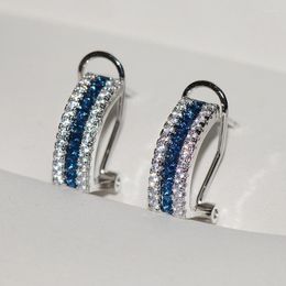 Stud Sterling Silver Earrings For Ladies Sapphire Wedding Party Jewellery Romantic Gifts Exquisite Jewelr 925 Earring JewelryStud Effi22