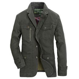 Men's Jackets Spring Autumn Casual Military Blazer Jacket Men Cotton Washed Coats Army Bomber Suit Cargo Trench Plus Size 5XL ClothesMen's