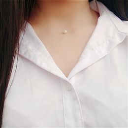 Chokers Fashion Square Imitation Pearl Crystal Zircon Choker Necklaces Invisible Transparent Fishing Line Necklace WomenChokers