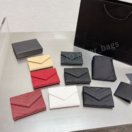 Luxury Design card holder womans wallet Solid Colour letter mini buckle High quality women purse original box wallets serial number date code fashion Light Practica