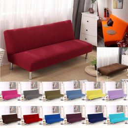 solid Colour folding sofa bed cover s spandex stretch elastic material double seat slips for living room 220615