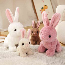 Simulation Rabbit Plush Doll Soft Lifelike Furry Bunny Sussen Cuddle For Children Animal High Quality Birthday Gift J220704
