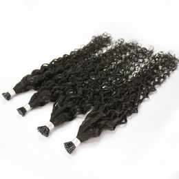 Good Quality keratin kinky curly hair remy indan peruvian malaysian prebonded human hair