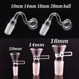 14mm female bowl piece Canada - Wholesale Smoking Accessories Glass Oil Burner Pipe 10mm 14mm 18mm Male Female Dry Herb Tobacco Bowl Piece for Dab Rig Bong