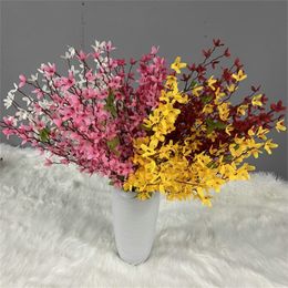 ONE Fake Flower Winter Jasmine (7 Stems/Bunch) 22" Length Simulation Mini Jasminum for Wedding Home Decorative Artificial Flowers