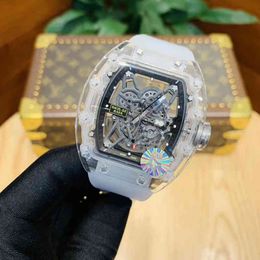 Смотреть дизайнер наручных часов Рича Миллс Crystal Mens Автоматические механические часы выпускают прозрачные световые персонализированные модные альтерна