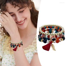 Bangle Stackable Bead Bracelets Ladies Mens Stretch Multilayer Bracelet Set Multicolor Jewellery Beaded Heart EarringsBangle Inte22