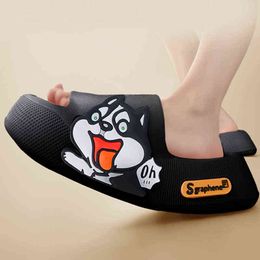 Slipper Summer Men Slippers Cute Dog Sticker Thick Sole Soft Women Sandals Bathroom Beach Indoor Outdoor Slides Cool Cloud 0729