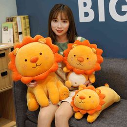 PC CM Beautiful Smile Lion Plush Toy Cartoon Sunshine King Cushion Fill Animal For Kids Girls Gifts J220704