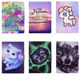 Fashion Animal Leather Cases For Ipad Pro 11 Air4 10.9 10.5 10.2 IPAD4 5 6 9.7 Dog Cat Horse Wolf Sea Stylish Pineapple Wallet Holder Flip Cover Shockproof Tablet Pouch Bags