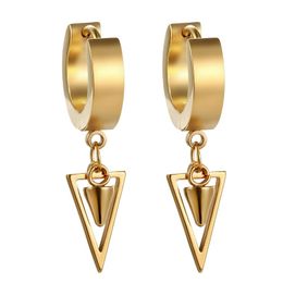 Dangle & Chandelier Huggie Hinged Beauty Uniex Earrings With Drop Geometric Triangle Rivet Dangling Earring For Men Women WholesaleDangle