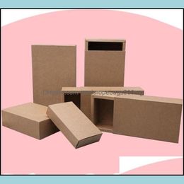 Party Favour Event Supplies Festive Home Garden 14X7X3Cm Black Beige Der Packing Box Gift Bow Tie Packaging Kraft Paper Carft Cardboard Box