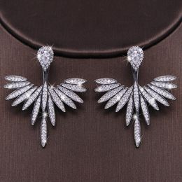 Dangle & Chandelier Luxury Trendy Flower Zircon Naija Wedding Drop Earring With Silver Color Long Earrings Fashion Jewelry Graduation Gifts