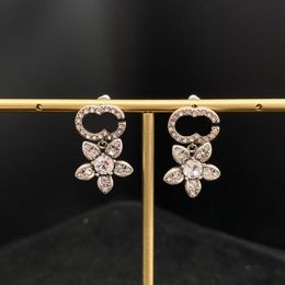 Designer Hoop Earrings Stud Flower Fashion Jewellery For Womens Luxury Diamond Earring Gold Silver Men Earring Jewelrys 2204022D