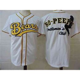 Xflsp Mens Bears Bo Peeps Movie Baseball Jersey Button Down White 100% Stitched Baseball Jerseys S-XXXL vintage jersey Wholesale