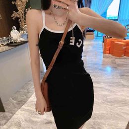 Party Dresses Family C&E Spring / summer new women's clothing letter pasted cloth embroidered suspender casual dress women
