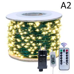 Strings Remote Control 8 Functions Fairy Light LED String Bulb Lamp For Wedding Outdoor Curtain Christmas Wreath DecorationLED
