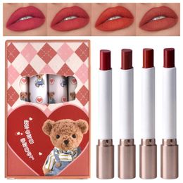 Lip Gloss Two Faced Bear Lipstick 4 Piece Polarised Tempering Velvet Shiny Girls Cosmetic SetLipLip