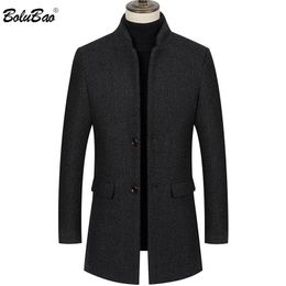 BOLUBAO Winter Men High Quality Wool Blends Coats Brand Men s Fashion Casual Long Section Overcoat Thick Warm Wool Coat LJ201106