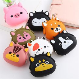 Cute Cartoon Coin Purse Anmial Cat Pig Dog Bear Design Wallet Silicone Key Storage Bag Women Girls Wallets Outdoor Change Purses Gifts Compact