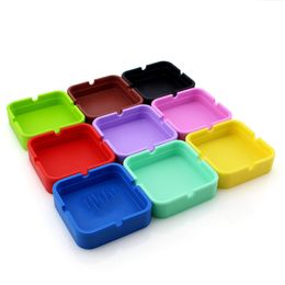 Silicone Ashtrays Anti-shock Heat-resistant Square Round Ashtray Holder Boxes Smoke Accessories