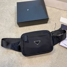 Camera Waist Bag Men Shoulder Cross Body Bags Black Handbag Purse Fashion Letters Triangle Sheet Metal Adjustable Strap Interior Zipper Pockets Wallets