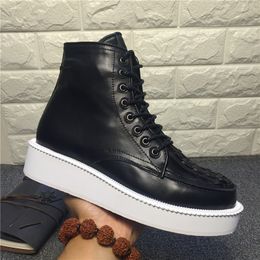 High Designer Men Motorcycle Boots Elevator Men's Boot Platform Genuine Leather Sneaker For Male