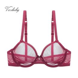 Varsbaby women s sexy unlined underwear transparent 3 4 cup yarn lace underwire solid bras LJ200821