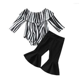 Clothing Sets Fashion Baby Clothes Set Spring Autumn Zebra Pattern Long Sleeve Bodysuit Tops Pants 2Pcs Kids Girls OutfitClothing