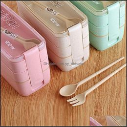 Lunch BoxesBags Kitchen Storage Organization Kitchen Dining Bar Home Garden Ll Wheat St Boxs Healthy Material Box 3 L Dmg