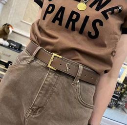 2022 European and American letter belt simple square buckle leather retro men and women skirt pants accessories high quality fast delivery