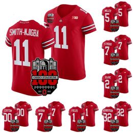 A3740 Jaxon Smith-Njigba Ohio State Buckeyes 1922-2022 Elite Football 100th Year Stadium Anniversary Jersey C.J. Stroud TreVeyon Henderson Justin