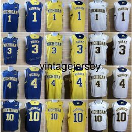 Collge Michigan Wolverines Jerseys Basketball Glenn Robinson III 1 Trey Burke 3 Chirbots Webber 4 Tim Hardaway JR 10 Glen Rice Jalen Rose