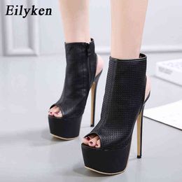 Dress Shoes Eilyken New Arrived Women Sandals Pumps Shoes Peep Toe Cut Outs Sexy High Heels Gladiator Plus Size 35 40 220507