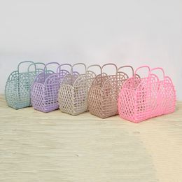 Fashion kids hollow plastic handbags Debris basket bags children shopping vegetable basket A8706