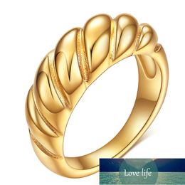 European and American New Creative Retro Simple Band Rings Titanium Steel Casting Twist Personalised Bread Ring Wholesale