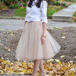 Skirts Apricot Girls Skirt Puffy 5 Layers Fashion Tulle Fabric Colorful Elastic Waist Tutu Soft Female Short Dress Mujer FaldasSkirts