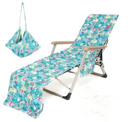 Beach Chair Towel Chaise Lounge Cover with Pockets Pool Chair Towel Microfiber Chaise Lounge Towels Covers for Sun Lounger Pool Sunbathing Garden