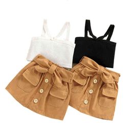 Girls Clothes Sets Summer 1 2 3 4 5 Years Old Children Fashion Vest Skirts 2pcs Tracksuits For Baby Kids Outfits Suits Toddler G220509