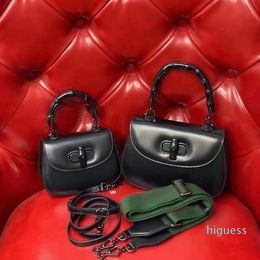 Designer- Bamboo handbag luxury Cross Body bags women messenger shoulder Genuine Leather flap fashion Plain satchel lady handbags