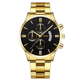 Wristwatches Fashion Calendar Men's Quartz Watch Steel Strap Non-Mechanical Big Dial Date Hand Clock Business Waterproof WristwatchWrist